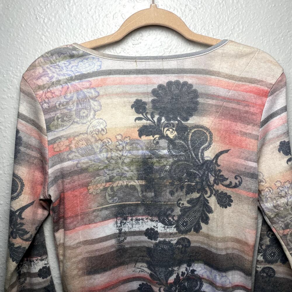 Vtg Y2K One World Lace up Paisley Rhinestone Boho Hippie Whimsy Long Sleeve Sz M - Picture 13 of 14
